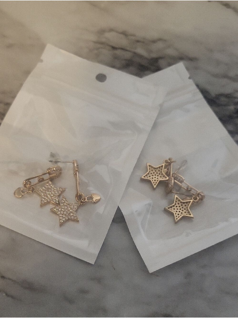 Gold Tassel Fringe Dangle Statement Earrings Star - Picture 7 of 9